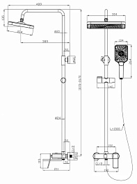 Esbano Система душевая Celine (DS-MB) 107/167 черный матовый – фотография-2